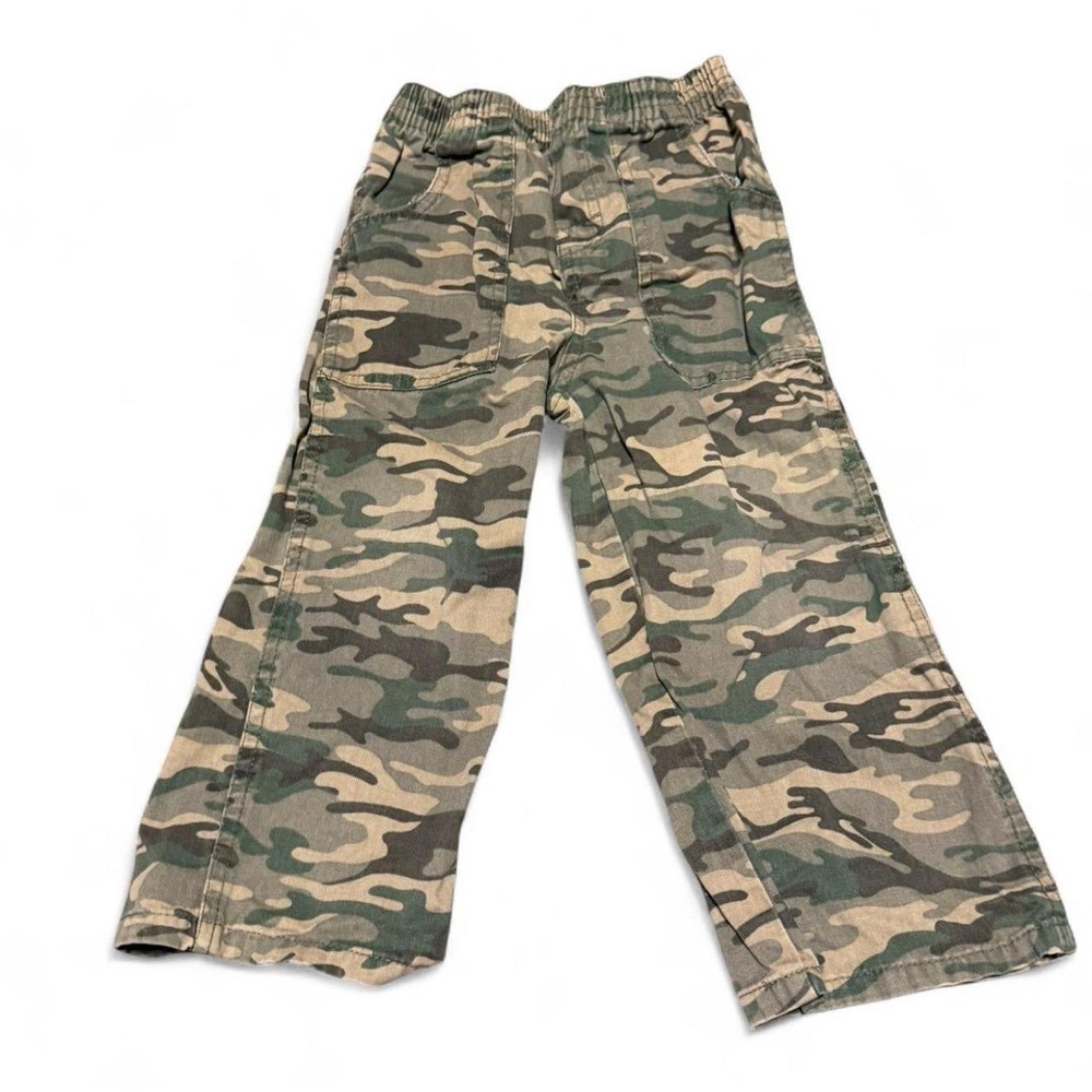 Garanimals Boys 3T Camo Cargo Pants Green Camouflage Elastic Waist Cotton Y2K